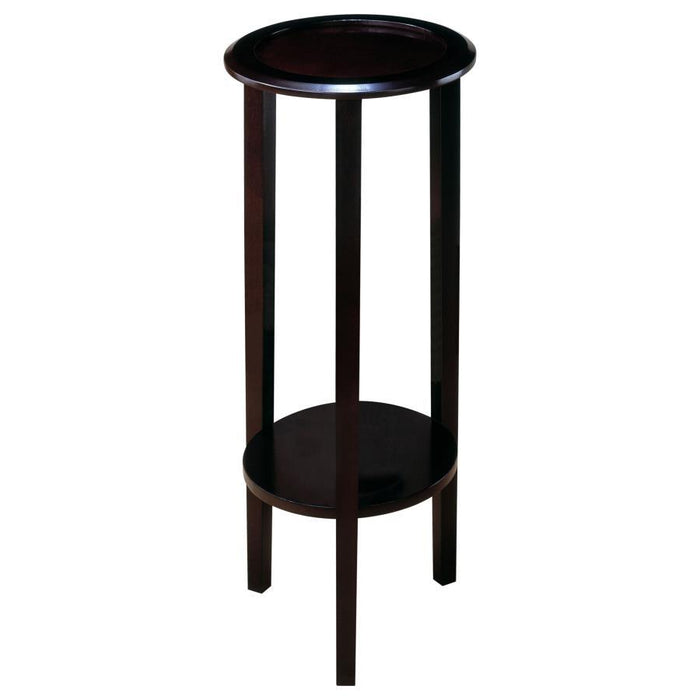 Kirk - Round Accent Table With Bottom Shelf - Espresso