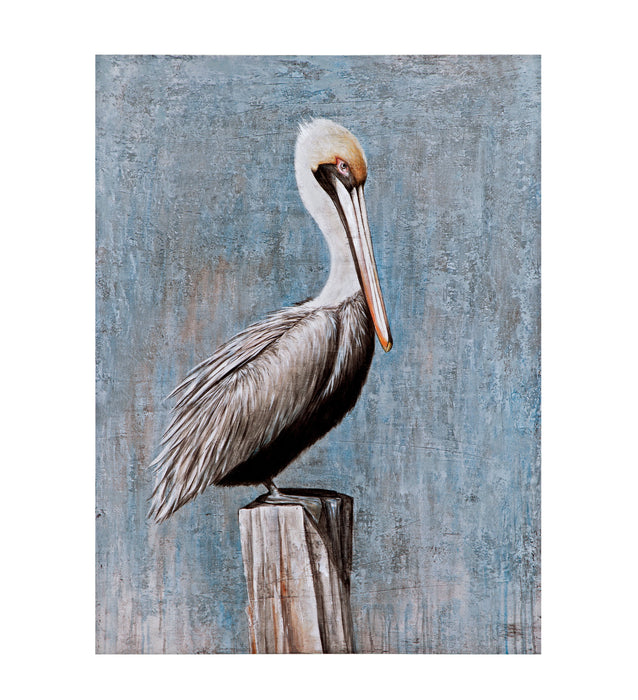 Pelican - Canvas Art - Blue