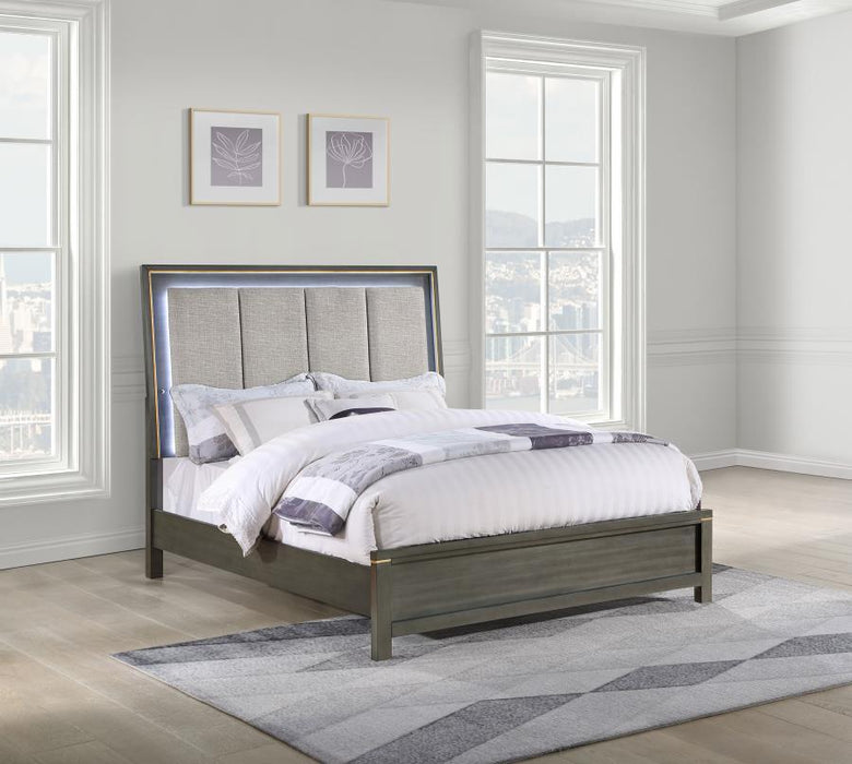 Kieran - Panel Bed With Upholstered LED Headboard