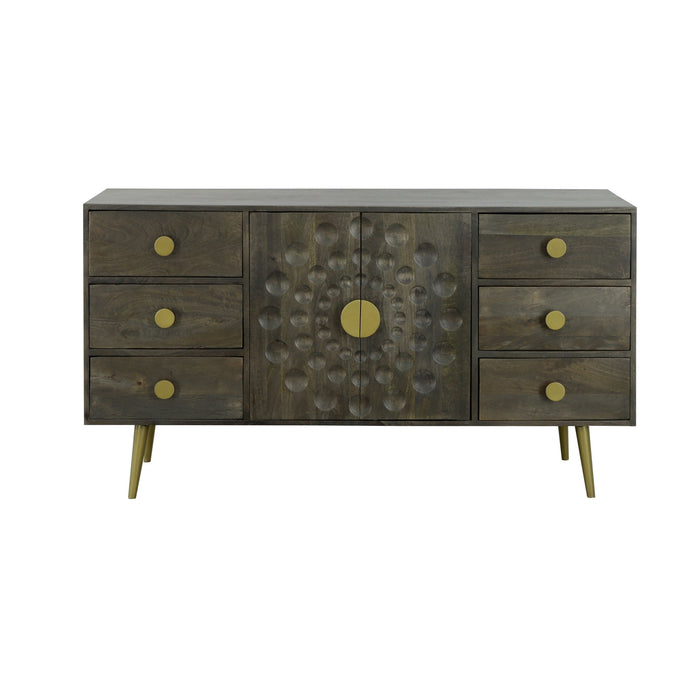 Brooklyn - Two Door Six Drawer Credenza - Chamberline Gray / Gold