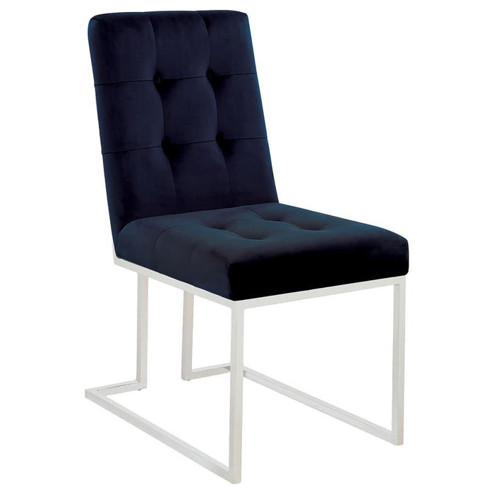 Cisco - Upholstered Dining Chairs (Set of 2) - Ink Blue And Chrome