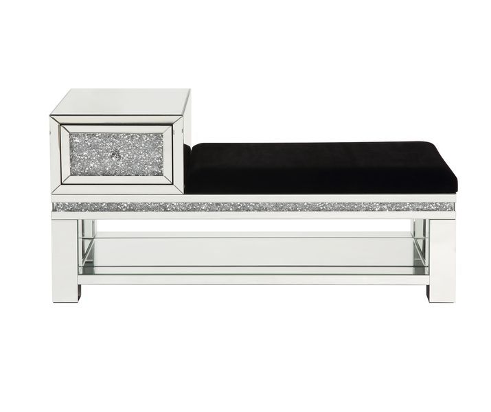 Noralie - Bench - Mirrored & Faux Diamonds - 24"