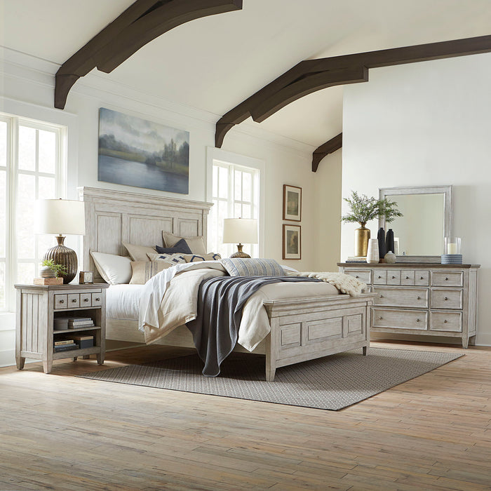 Heartland - 4 Piece Bedroom Set (California King Panel Bed, Dresser & Mirror, Nightstand) - White