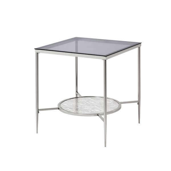Adelrik - End Table - Glass & Chrome Finish