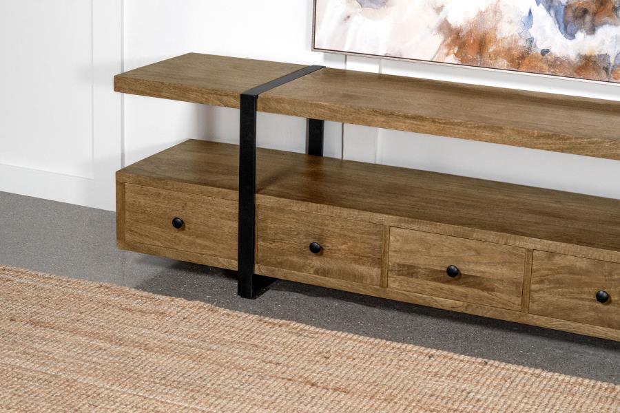 Otto - 4-Drawer Solid Wood 70" TV Stand - Brown And Gunmetal