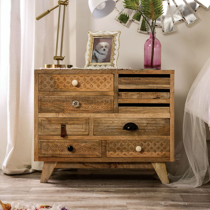 Blanchefleur - 9 Drawers Chest - Weathered Light Natural Tone - Wood