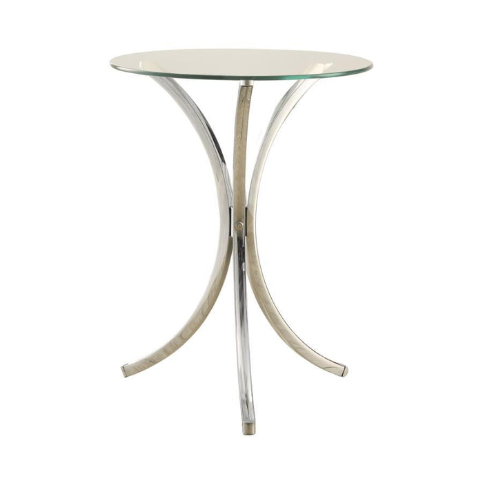 Eloise - Round Accent Table With Curved Legs - Chrome