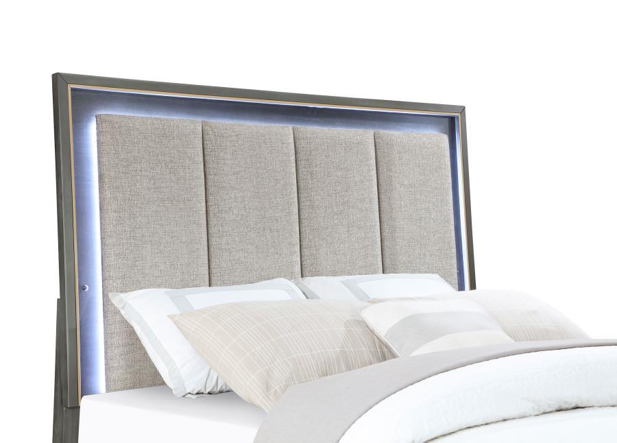 Kieran - Panel Bed With Upholstered LED Headboard