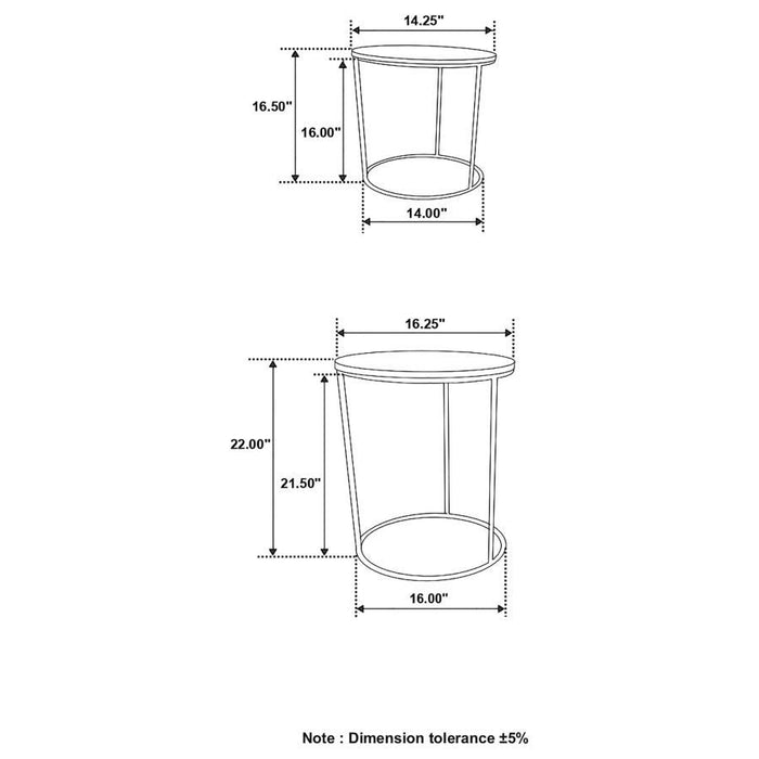 Vivienne - 2-Piece Round Marble Top Nesting Tables - White and Gold