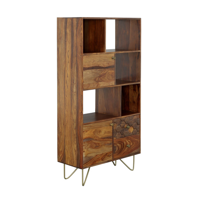 Enzo - Two Door Two Drawer Bookcase - Mora Warm Brown