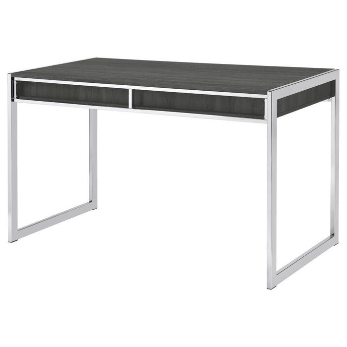 Wallice - 2-Drawer Writing Desk - Weathered Grey and Chrome
