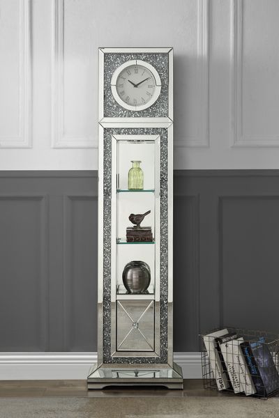 Noralie - Grandfather Clock - Pearl Silver - Wood - 63"