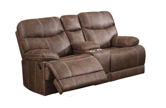 Earl - Motion Loveseat With Console - Brown