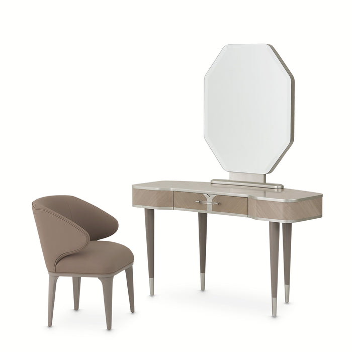 Lanterna - Vanity Set with Mirror & Chair - Silver Mist