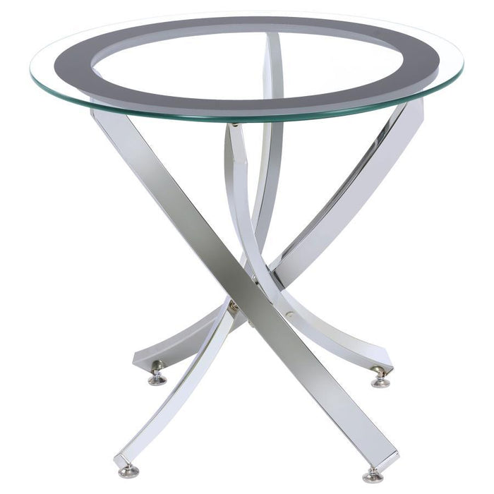 Brooke - Glass Top End Table - Chrome and Black