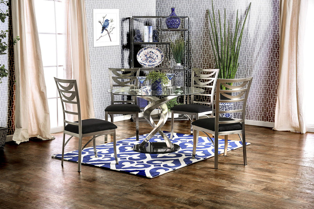 Roxo - Round Dining Table - Silver / Black