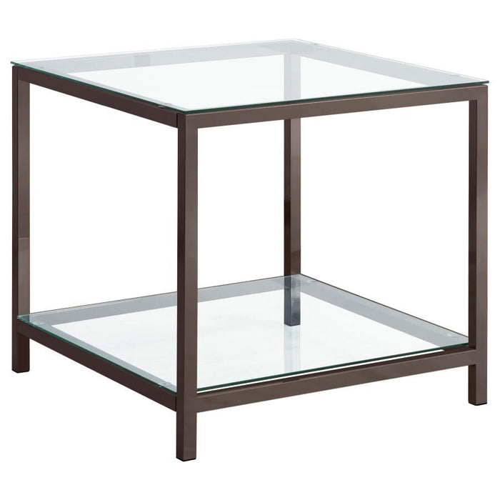 Trini - End Table With Glass Shelf - Black Nickel